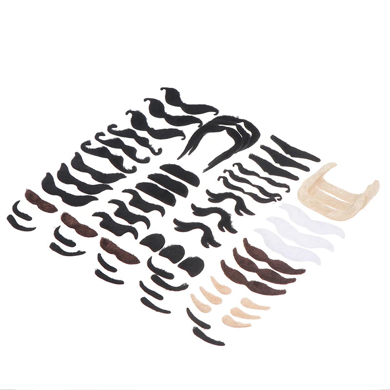 48-Pc Fake Beard & Mustache Set | 16 Costume Styles Costume Beard Set QXL