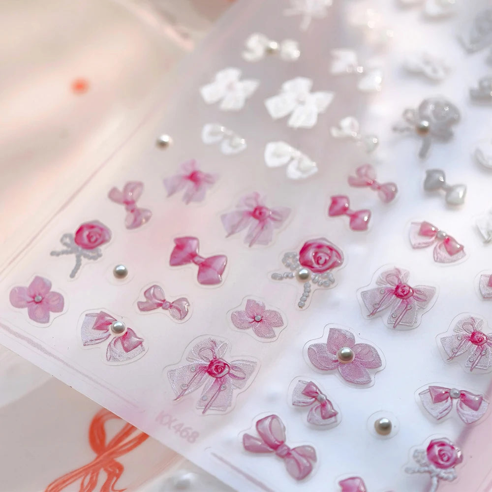 5D Nail Stickers – Pink Peach Blossom & Magpie Decals