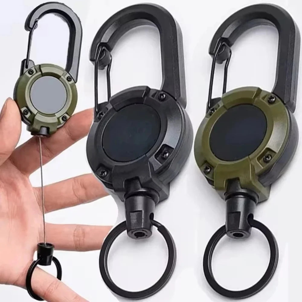 Retractable Badge Reel Carabiner Clip – Steel Wire Rope 1/5 Pack Retractable Badge Reel QXL