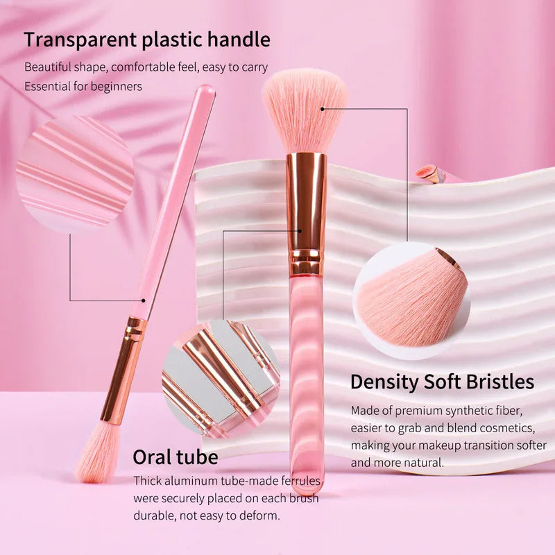 Zoreya 5-Piece Mini Eyeshadow Makeup Brush Set – Pink Handle Makeup Brush Set QXL