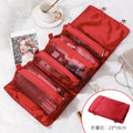 Large-Capacity Travel Makeup Bag with Pencil Storage Travel Makeup Bag QXL red