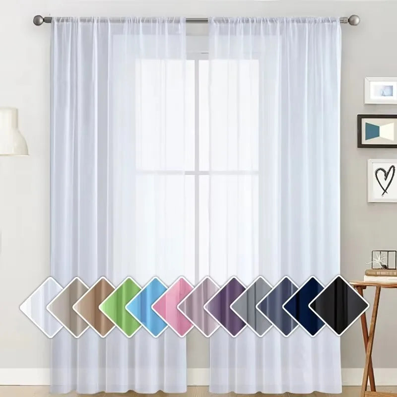 Sheer Voile Curtain Light Filtering Privacy Panel 140x260cm Sheer Voile Curtain QXL