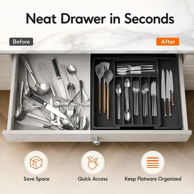 Expandable 8-Compartment Cutlery Organizer | Drawer Tray Cutlery Drawer Organizer QXL