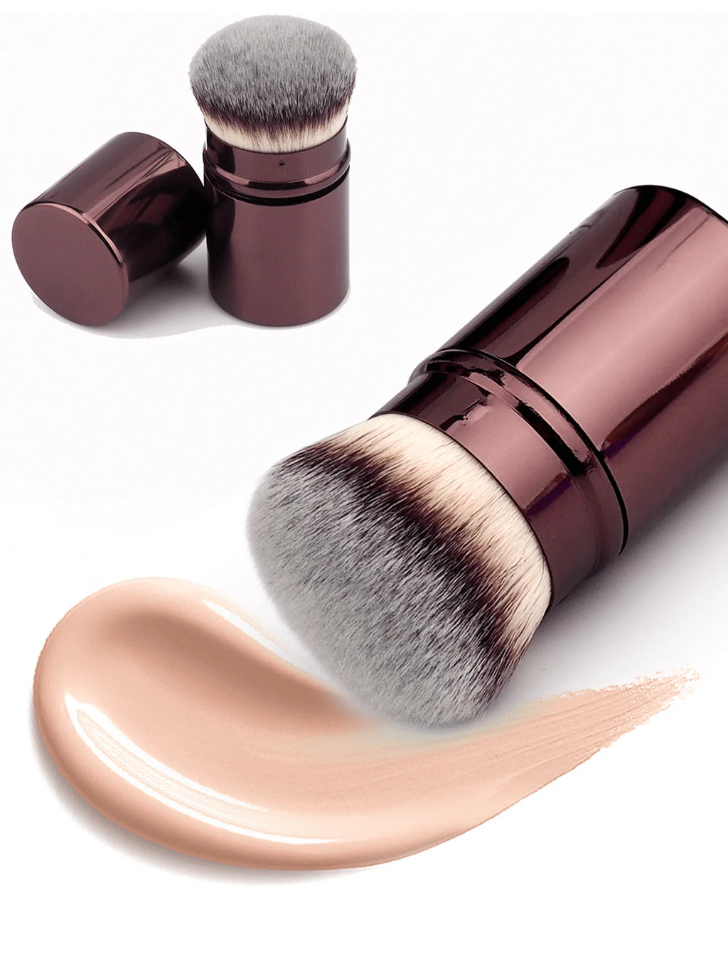 Retractable Foundation Brush with Cover | Ultra-Soft Nylon Foundation Makeup Brush QXL