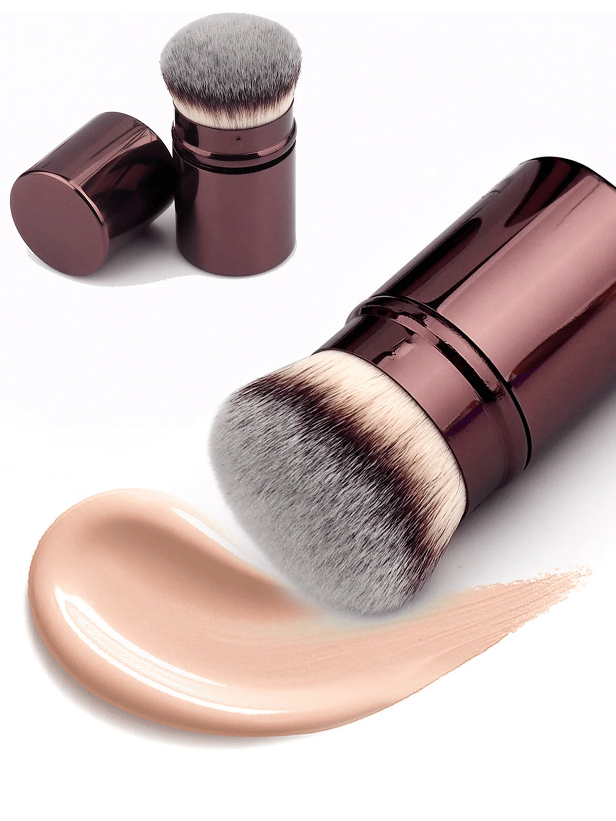 Retractable Foundation Brush with Cover | Ultra-Soft Nylon Foundation Makeup Brush QXL