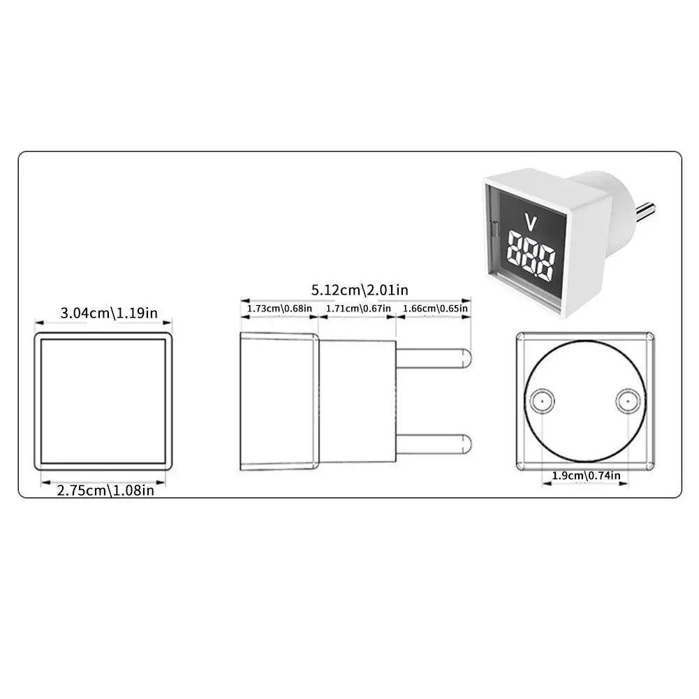 Plug-In Digital AC Voltmeter | Euro Plug 50–500V LED Digital AC Voltmeter QXL