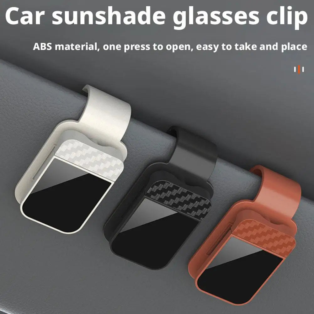 Car Sun Visor Glasses Holder Clip | Carbon Fiber Style Car Visor Glasses Clip QXL