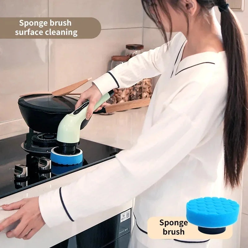 9-in-1 Electric Spin Scrubber | Kitchen & Bathroom Brush Electric Spin Scrubber QXL