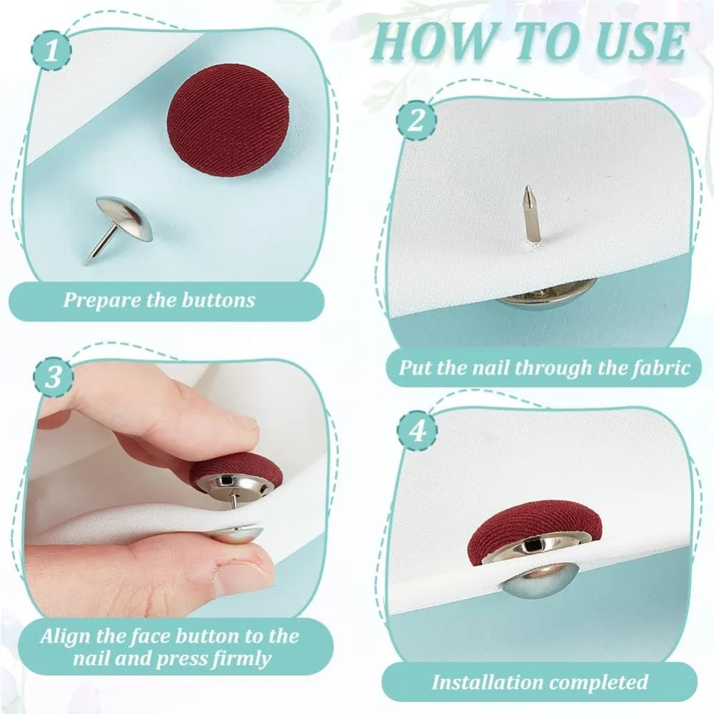 40-Set Cloth Covered Metal Shank Buttons 17mm | 4 Colors Sewing Buttons QXL