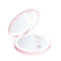 Mini Folding LED Makeup Mirror 2x Magnifying Compact Travel Compact Makeup Mirror QXL Pink 2x