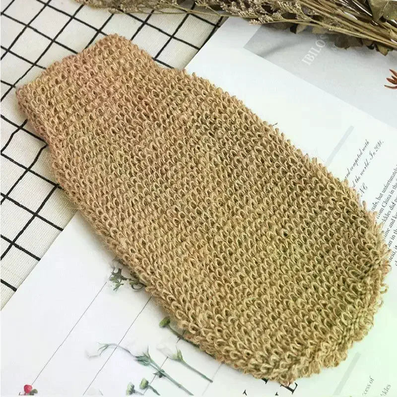 Natural Jute Back Scrubber & Exfoliating Bath Glove Set Bath Scrubber Set QXL