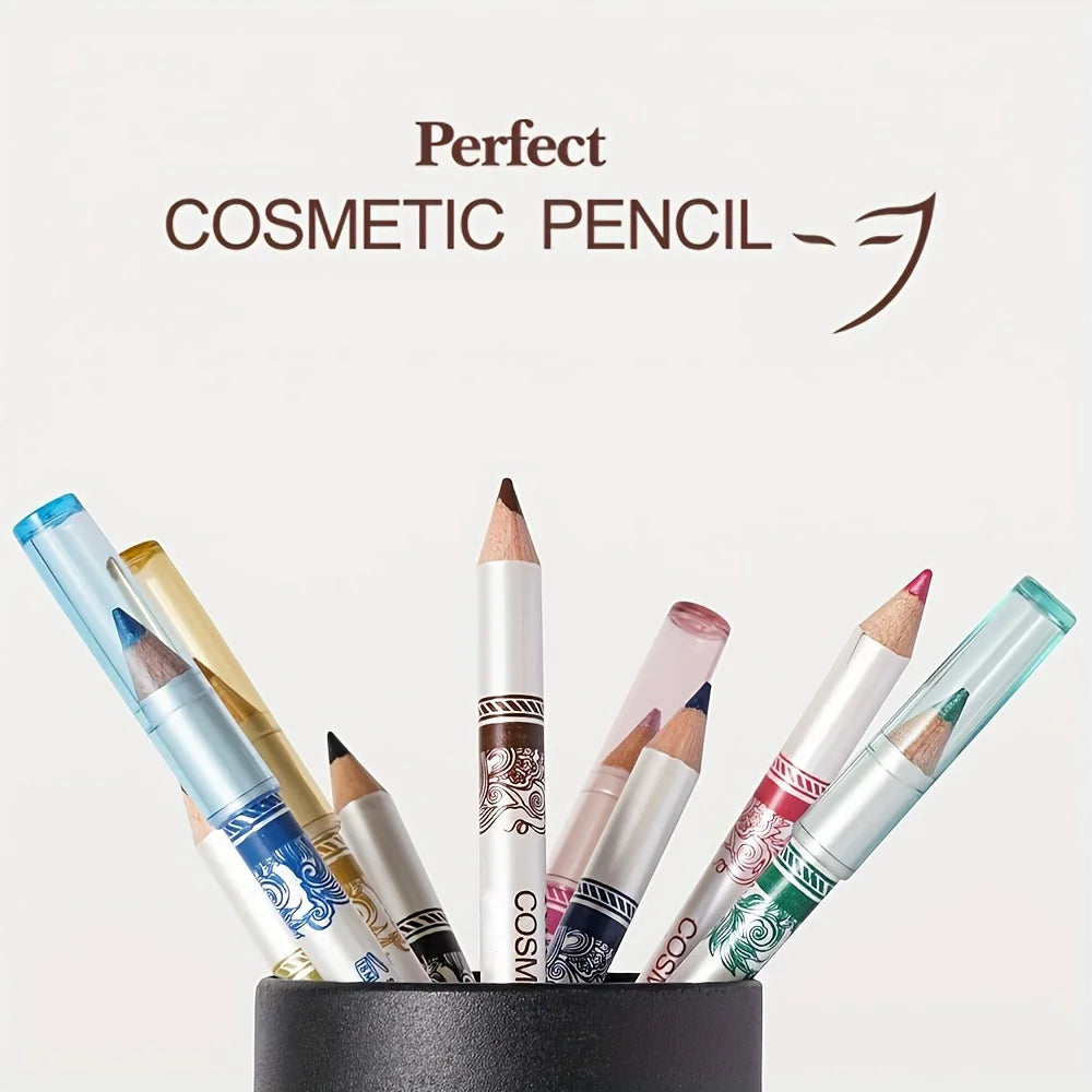 12-Pack 2-in-1 Eyeliner & Lip Pencil | 12 Colors Waterproof Eyeliner Pencil Set QXL