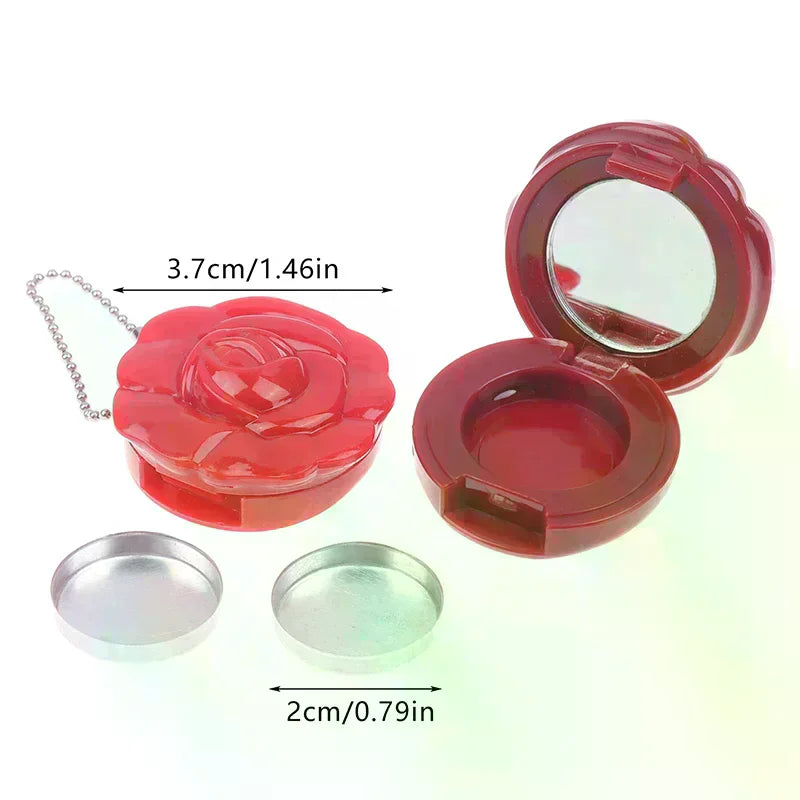 Rose Flower Refillable Makeup Container & Mirror Keychain Refillable Makeup Case QXL