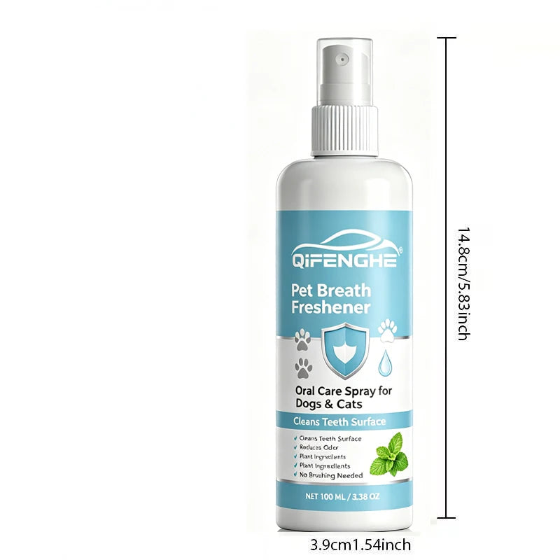 Pet Breath Freshener Spray 100ml – Dogs & Cats Oral Care Pet Oral Care Spray QXL