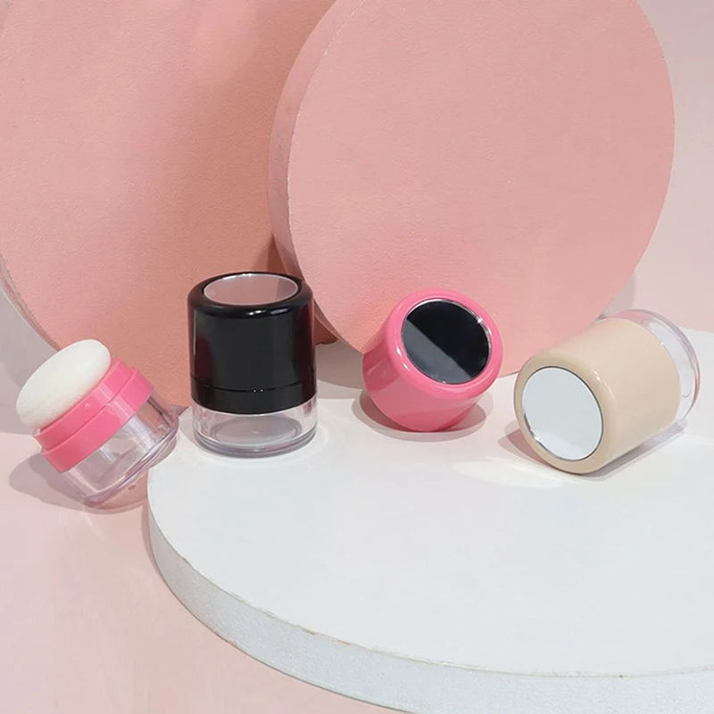 Mini Refillable Loose Powder Jar with Puff, Sifter & Mirror Refillable Powder Compact QXL
