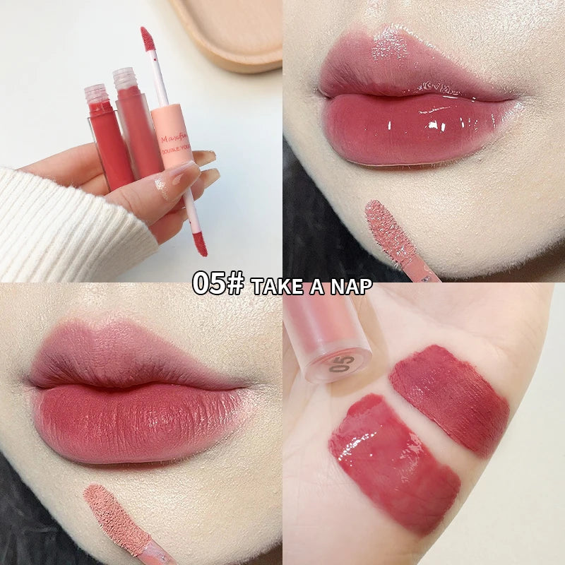 MAXFINE Double-End Lip Glaze | Mirror Gloss & Matte Velvet Lip Glaze QXL 05 Normal Specification