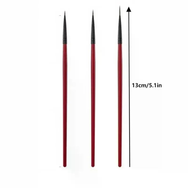 3-Piece Nail Art Liner Brush Set | Fine Detail UV Gel Nail Art Liner Brush QXL
