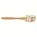 Floral Silicone Spatula Set with Wooden Handle | Baking Silicone Spatula Set QXL B