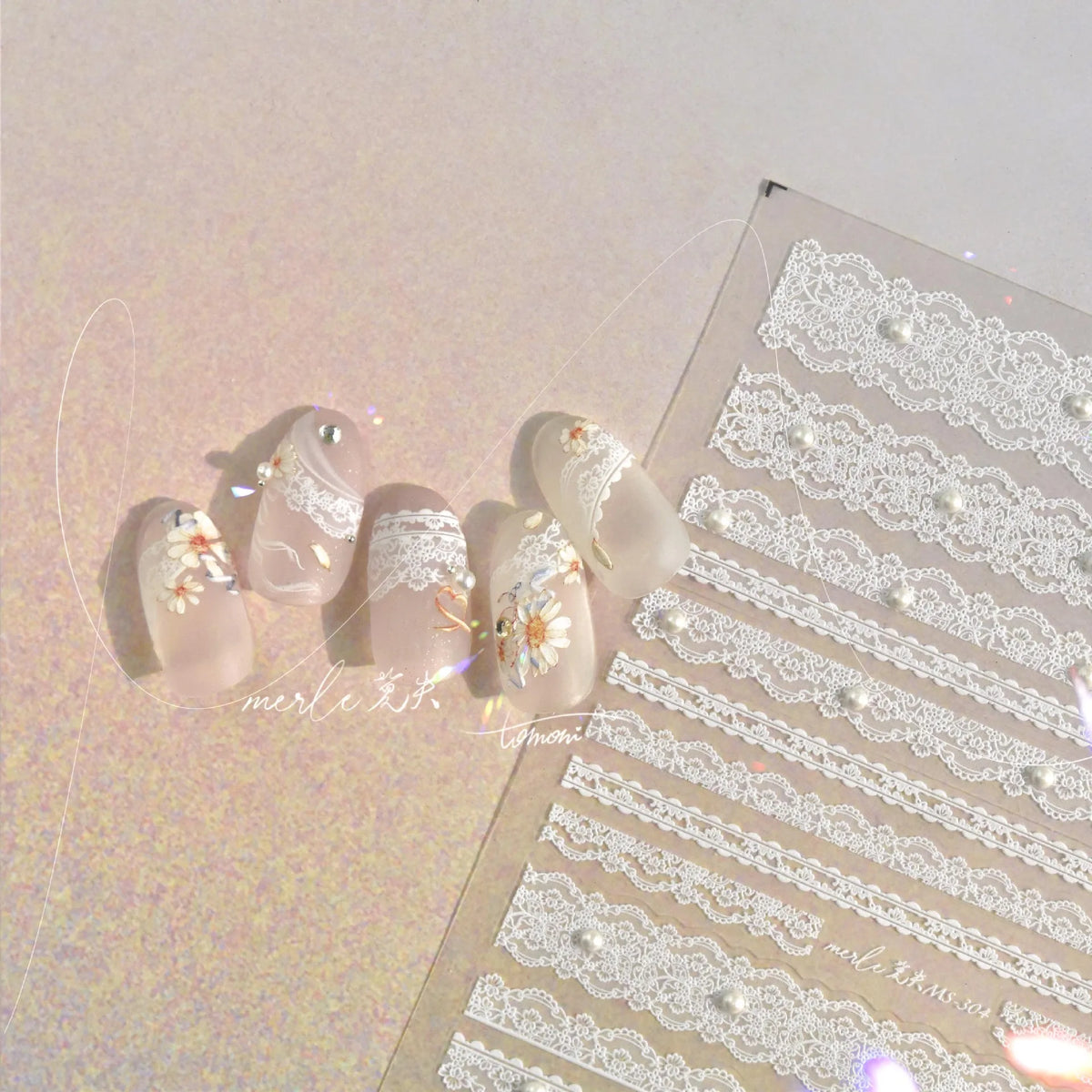 5D Relief Nail Art Stickers – Lace Bow & Lattice Decals Nail Art Stickers QXL