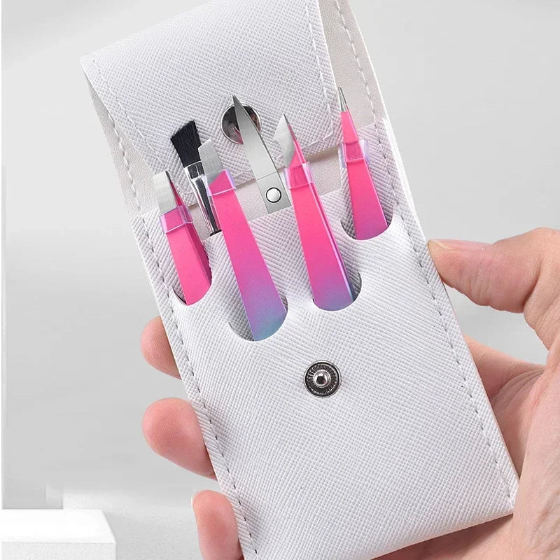 6-Piece Precision Tweezers Set – Curved Eyebrow & Scissors Kit Precision Tweezers Set QXL
