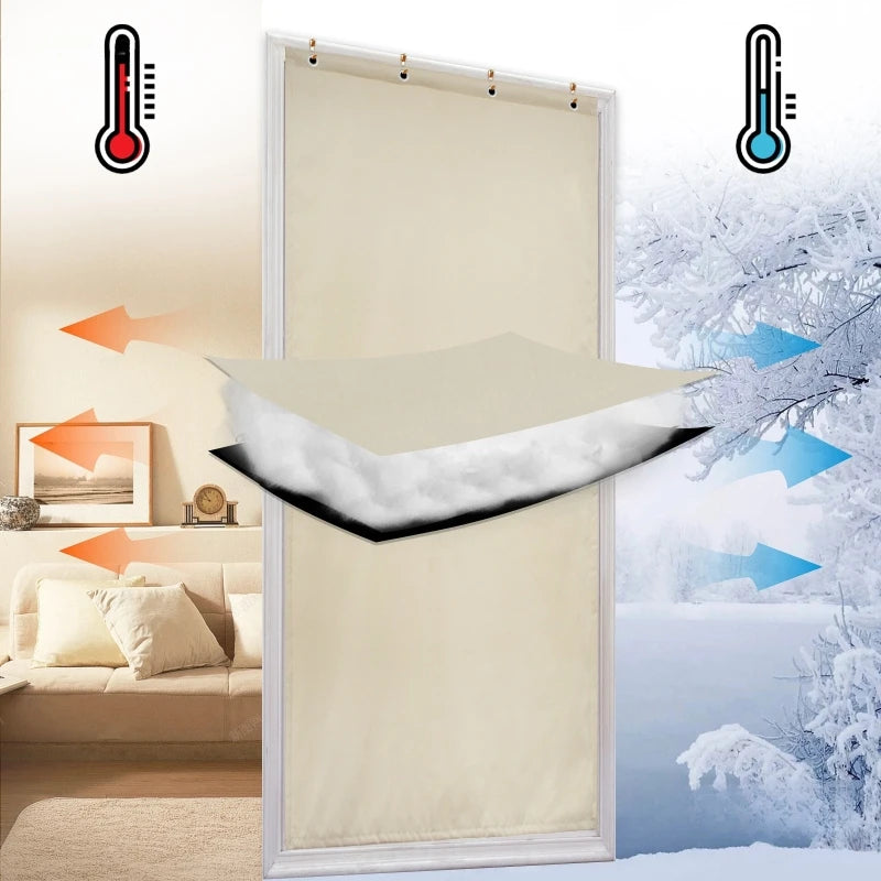 Thermal Insulation Door Curtain | Waterproof Quilted 90×260cm Thermal Door Curtain QXL