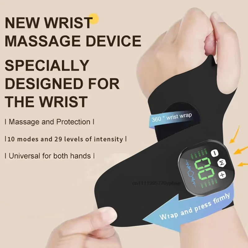 EMS Cordless Wrist Massager | 10 Modes, 29 Levels, Rechargeable Wrist Massager QXL