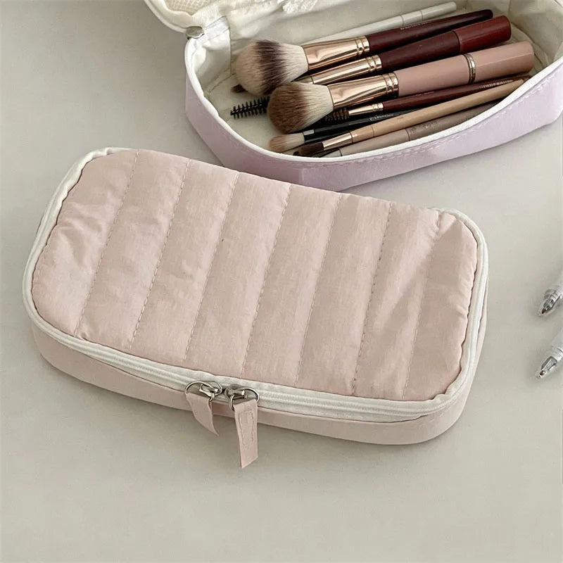 Kawaii Quilted Makeup Brush Pouch | Large Cosmetic Organizer Cosmetic Organizer Bag QXL