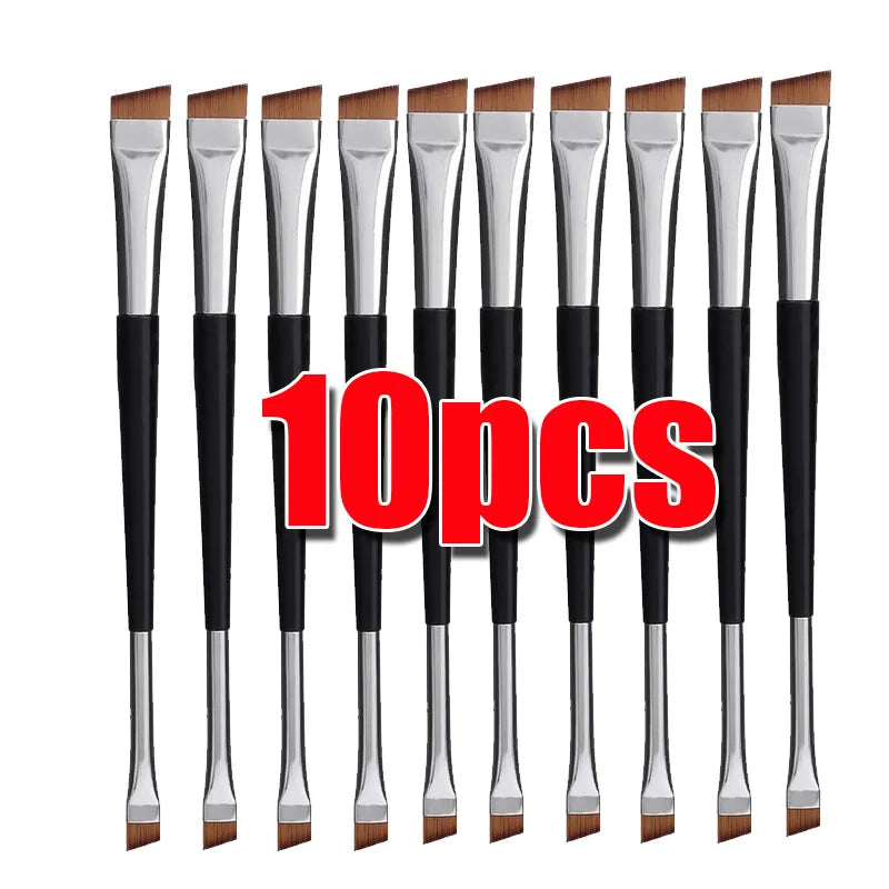 Dual-Ended Eyeliner & Eyebrow Brush | Portable Makeup Tool Eye Makeup Brush QXL black