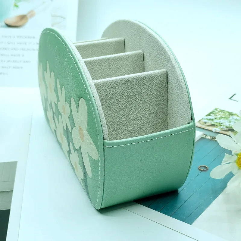 PU Leather Remote Control Holder – 5-Compartment Organizer Desk Organizer QXL