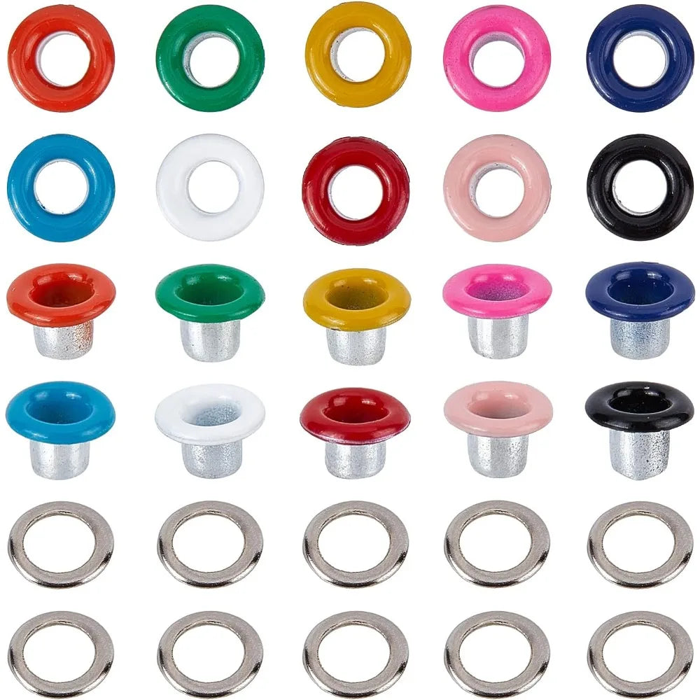 200-Set Metal Eyelets & Grommets 3mm | 10 Colors with Washers Craft Eyelets & Grommets QXL