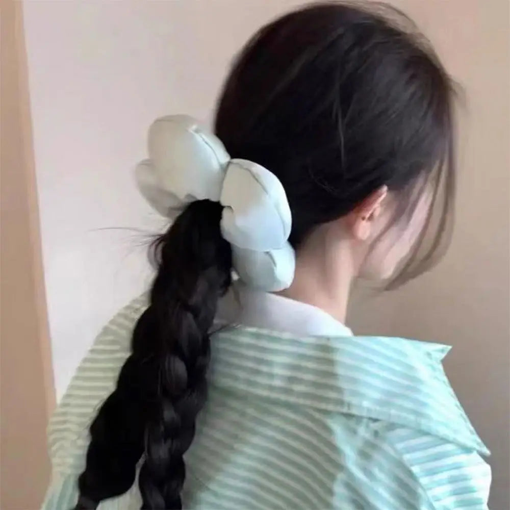 Sponge Flower Satin Hair Scrunchies | Elegant Ponytail Holders Hair Scrunchie QXL