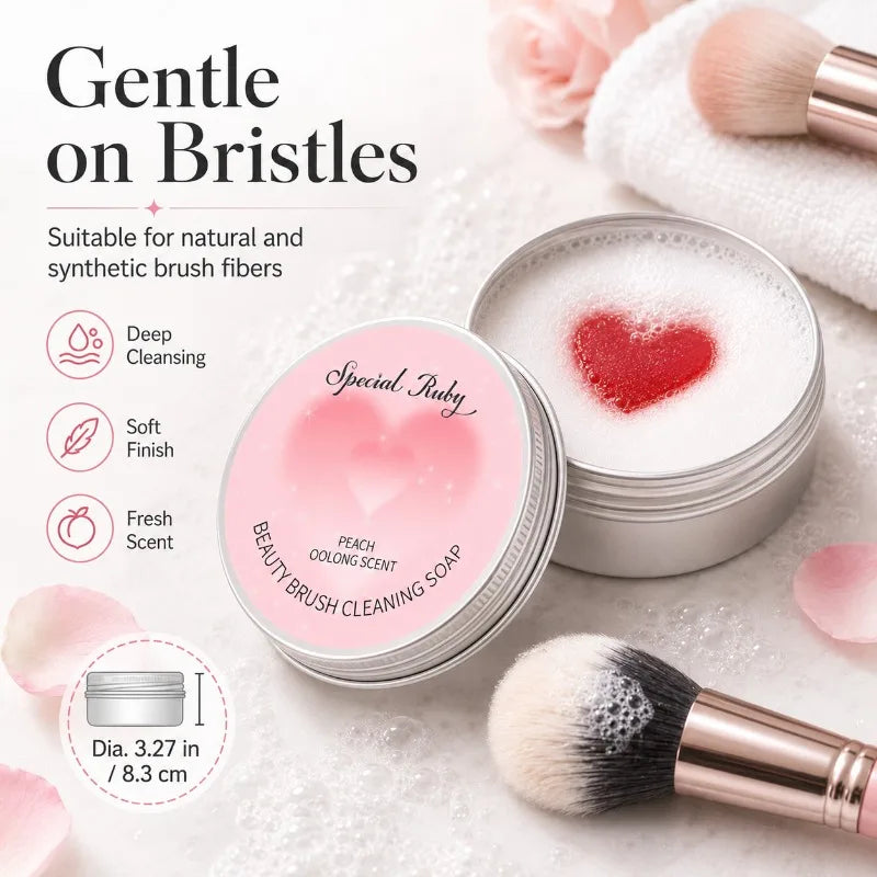 Makeup Brush Cleaning Soap Peach Oolong | 100g Aluminum Tin Brush Cleaning Soap QXL