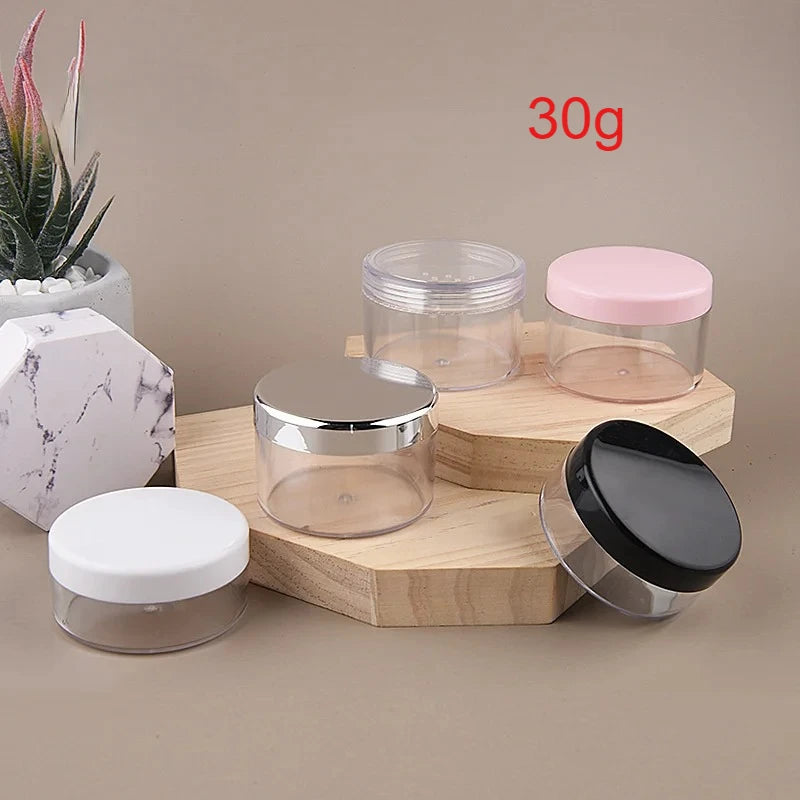 30g Refillable Loose Powder Box with Puff & Sifter Net Powder Cosmetic Case QXL Random color 1Pc