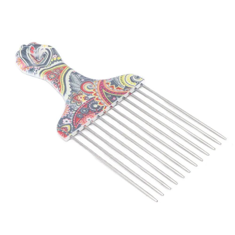 2-Pack Stainless Steel Afro Hair Pick Combs | Wide Tooth Hair Pick Comb QXL