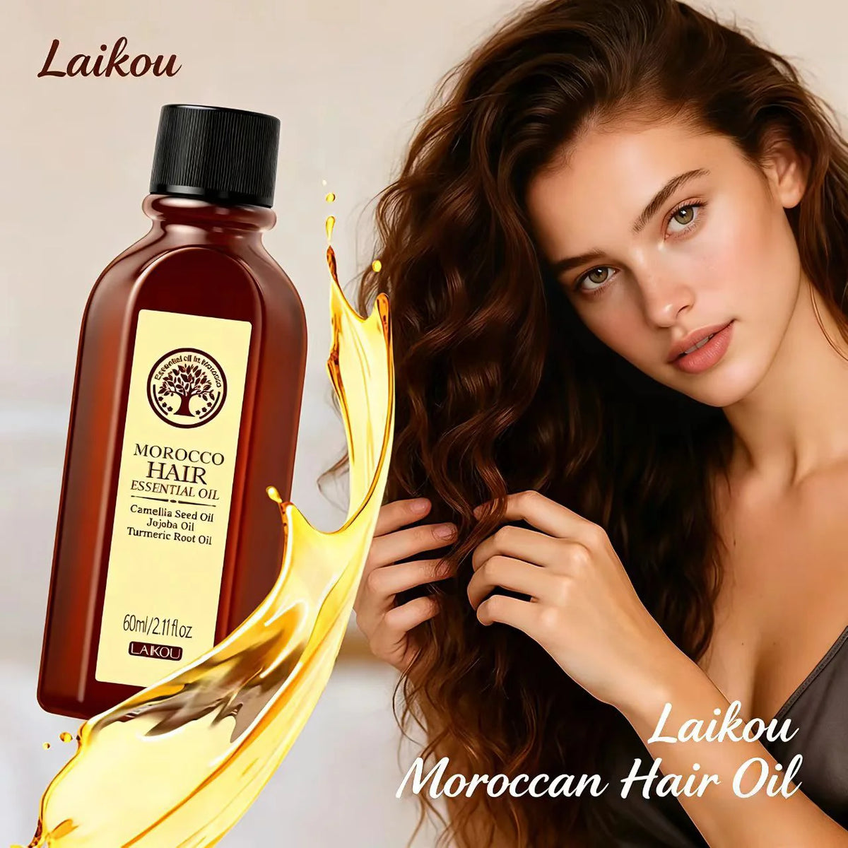 LAIKOU Morocco Argan Hair Oil 60ml | Anti-Frizz Serum Argan Hair Oil Serum QXL