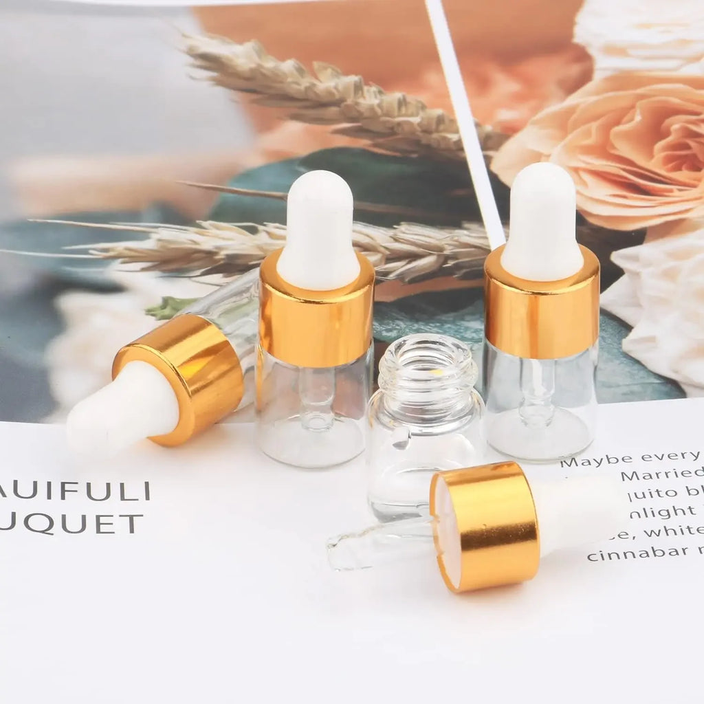 20-Pack Mini Glass Dropper Bottles 1/2/3ml – Refillable Vials Glass Dropper Bottles QXL