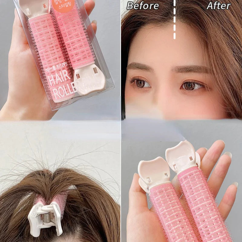 2-Pack Bangs Hair Root Fluffy Clips | Curling Barrel Rollers Hair Curling Clips QXL