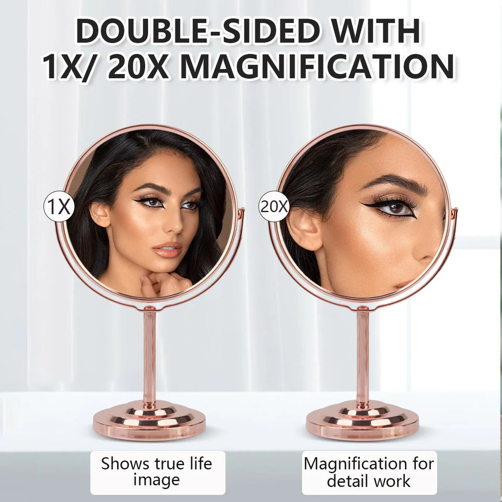 Double-Sided Vanity Mirror with 2X Magnification & Stand Vanity Makeup Mirror QXL