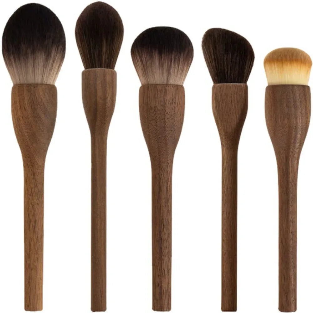 Vintage Walnut Handle Makeup Brush | Soft Wool Fiber Makeup Brush QXL