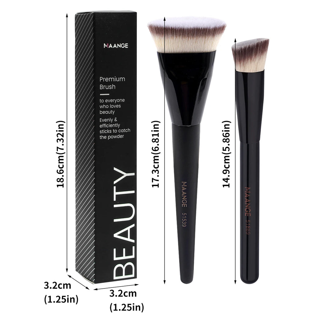 2-Pc Flat & Angle Foundation Contour Makeup Brush Set Makeup Brush Set QXL