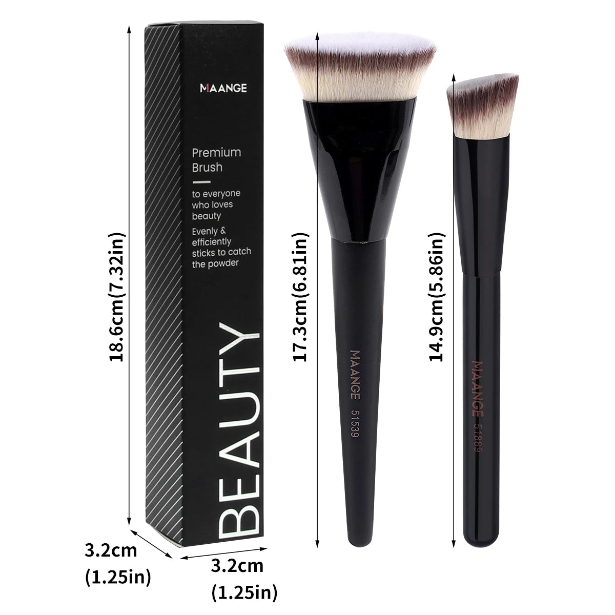 2-Pc Flat & Angle Foundation Contour Makeup Brush Set Makeup Brush Set QXL