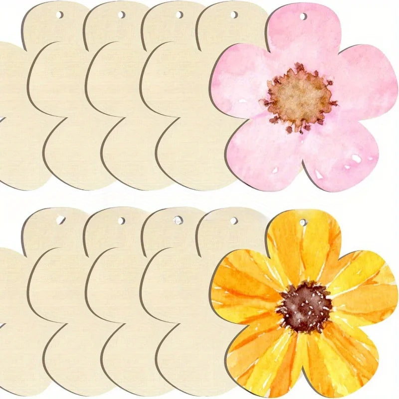 Wooden Flower Shape Set – DIY Crafts, Painting & Decor Wood Craft Cutouts QXL