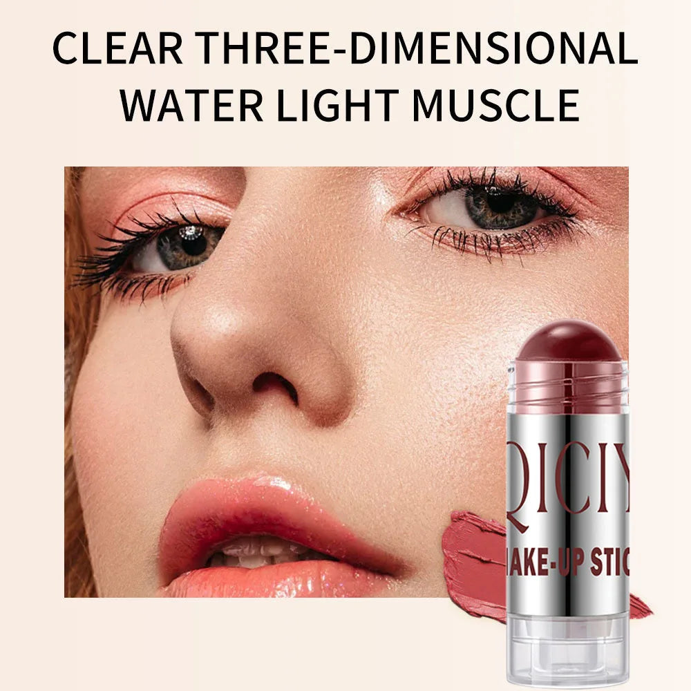 Natural Solid Blush Stick | 3-in-1 Matte Blush, Lip & Highlight Solid Blush Stick QXL