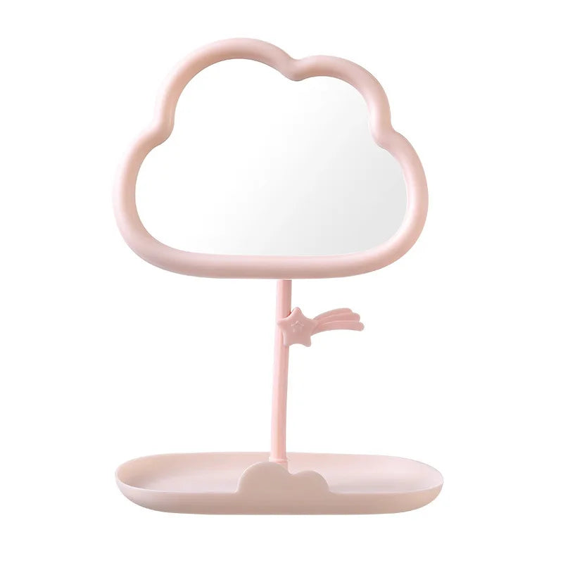 Cloud-Shaped Vanity Mirror with Storage Tray | Desktop Makeup Vanity Mirror QXL