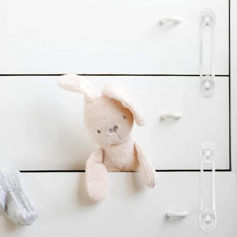 Baby Cabinet & Drawer Safety Locks | 3/5-Pack Transparent Strap Baby Safety Lock QXL