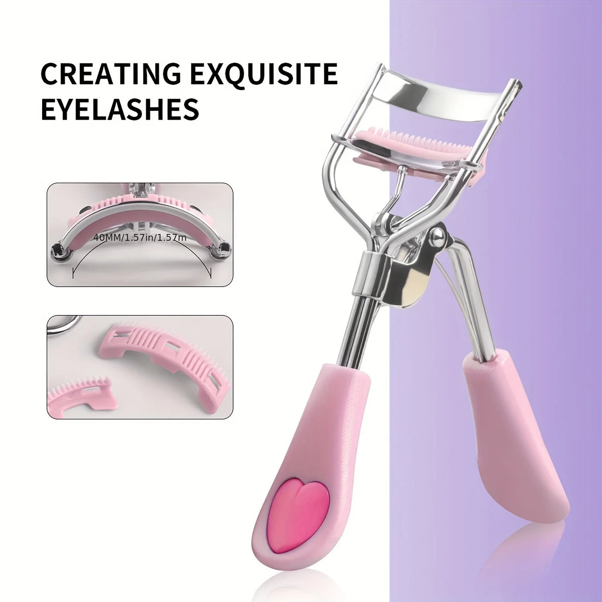 LUXEBLEND Portable Eyelash Curler | Heart-Shaped Anti-Slip Eyelash Curler QXL