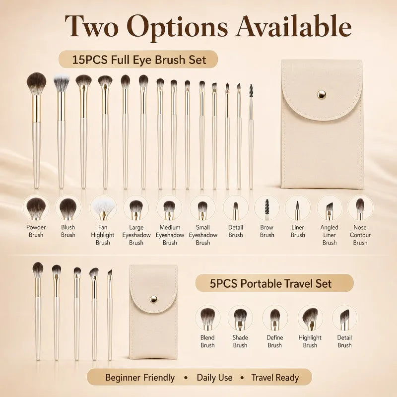 Eye Makeup Brush Set 5 & 15 Pc | Eyeshadow Blending Kit Eye Makeup Brush Set QXL