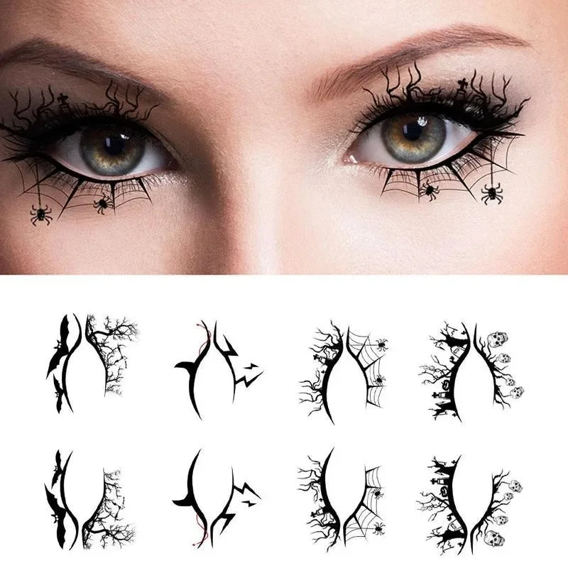 Halloween Eye Makeup Stickers | Waterproof Temporary Tattoos 4/8pc Eye Makeup Stickers QXL