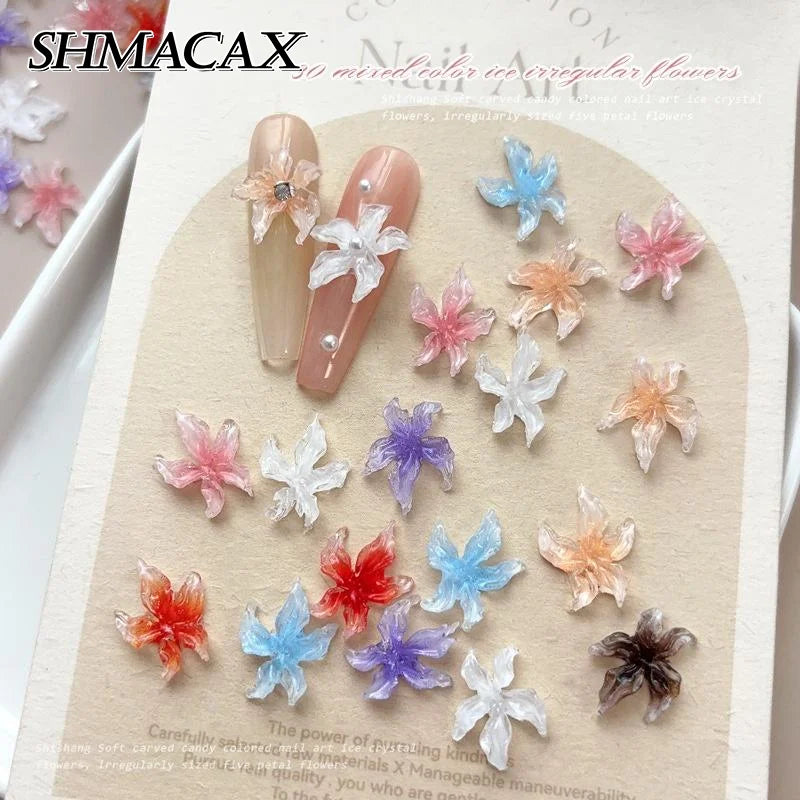 30-Pack 3D Lily Flower Nail Art Charms | Resin DIY Décor Nail Art Charms QXL