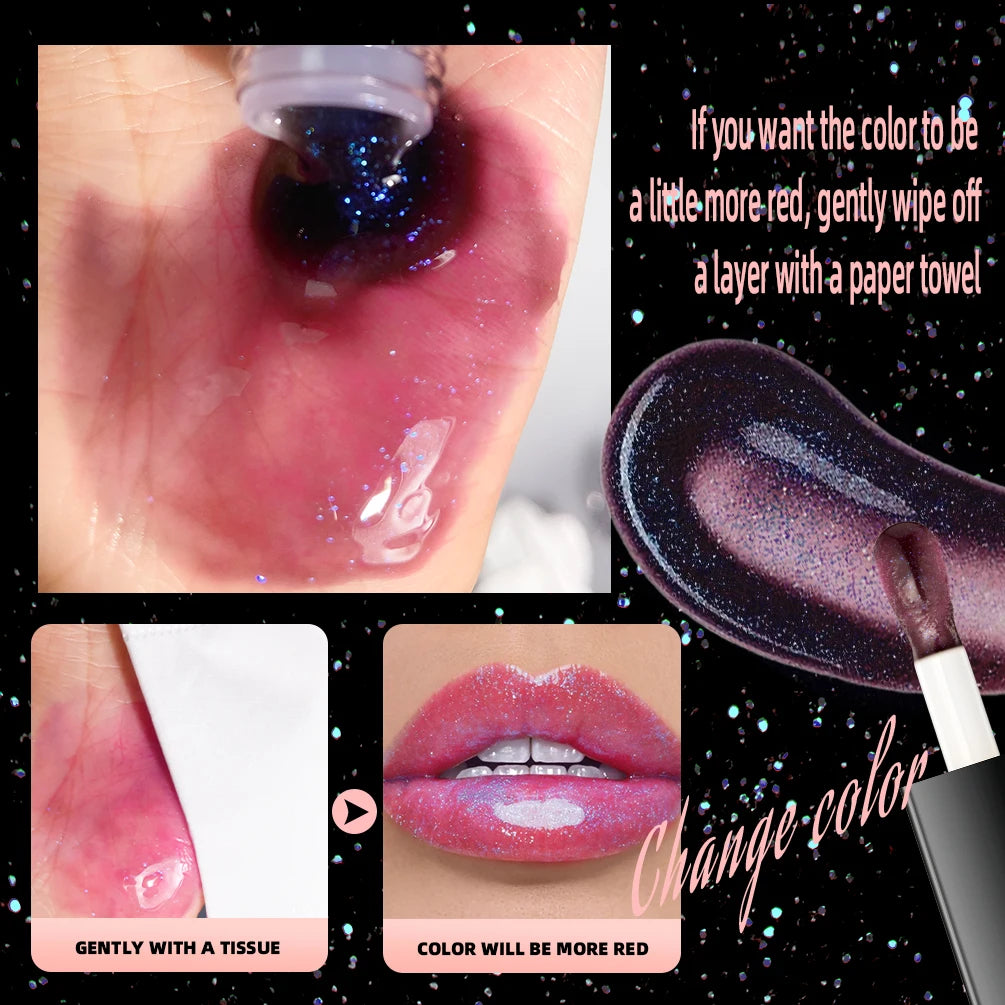 QIBEST Color-Changing Mirror Lip Gloss Oil | Shiny Tinted Balm Lip Gloss Oil QXL